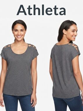 Athleta Siri Mind Over Matter Heather Gray Tee Small